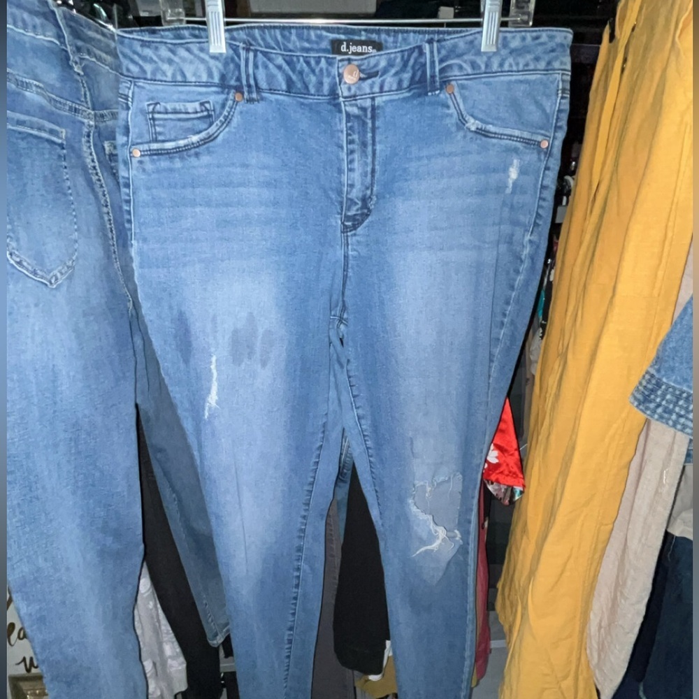 d. jeans Women's Distressed Blue Skinny Jeans
